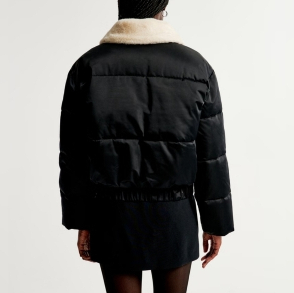 A&F Abercrombie and Fitch Ultra Collection Faux Fur Puffer Zip-Up Jacket L - Picture 9 of 9